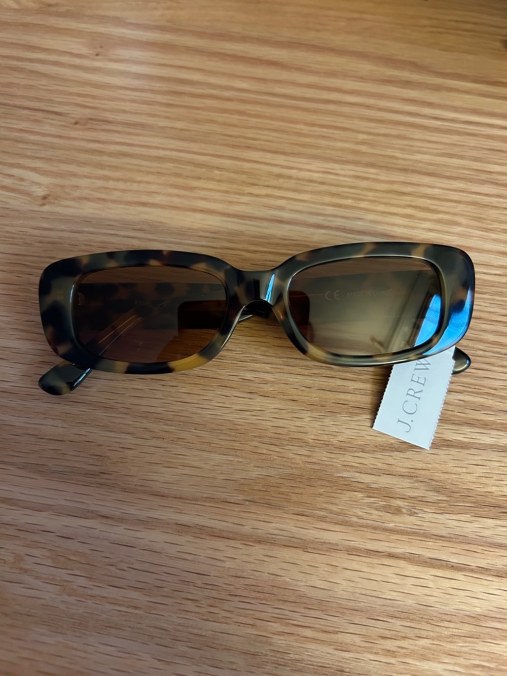 J. Crew Tortoiseshell Rectangular Sunglasses - with striped case - NWT